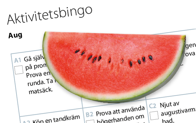 Månadens aktivitetsbingo augusti